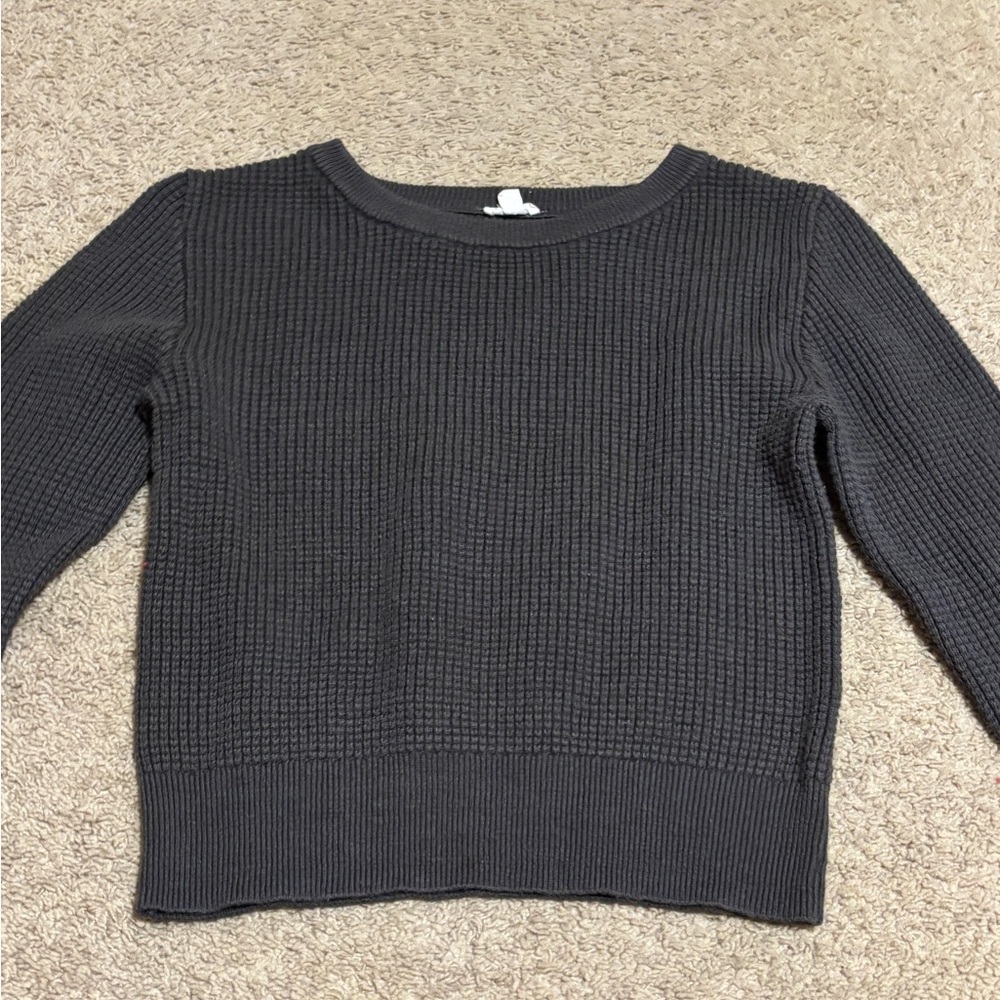 Garage Black Waffle Knit Crewneck Sweater
